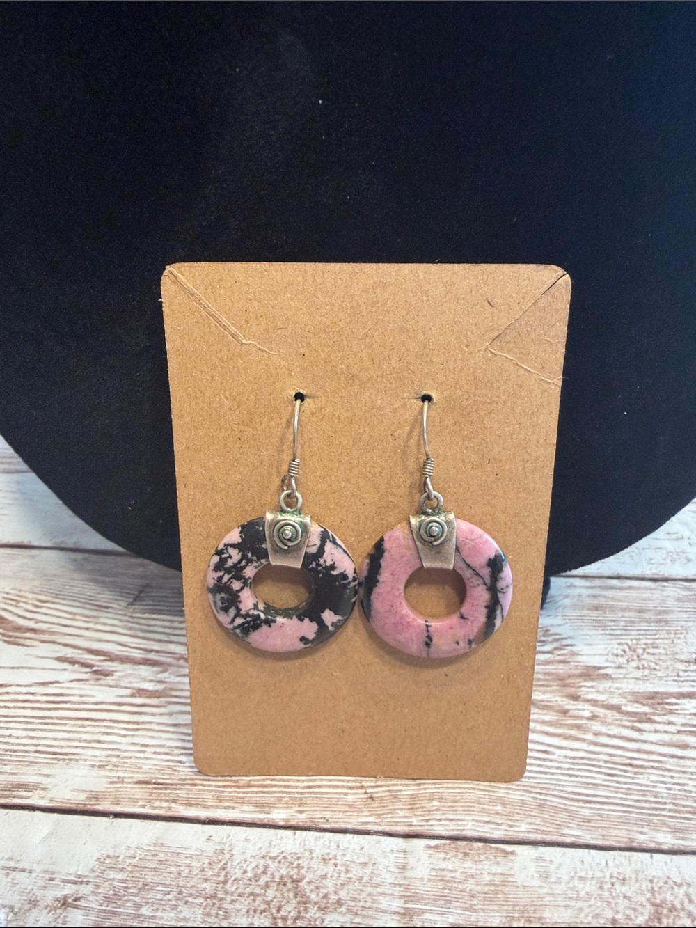 Rhodonite & .925 Sterling Silver Artisan Pendant with amethysts & Earring Set